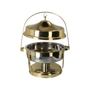 Stainless Steel Round Food Warmer with Stand and Burner Gold and Silver 9 Litre DZW-G080 Stainless Steel Round Food Warmer with Stand and Burner Gold and Silver 9 Litre DZW-G080